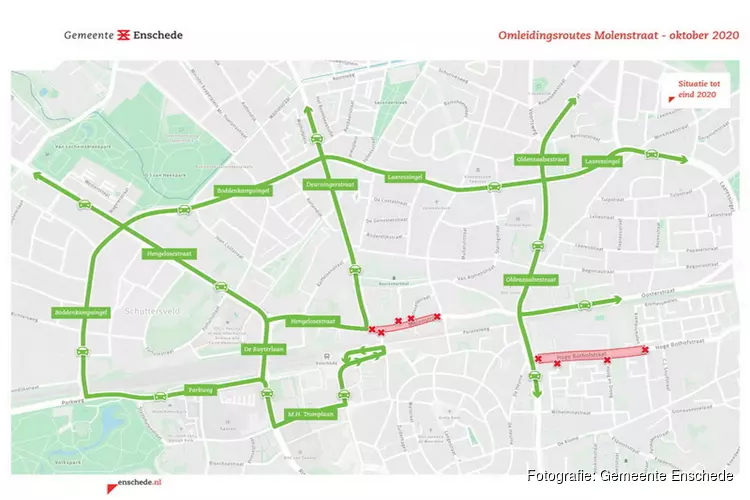 Verkeershinder bij locatie Enschede door wegwerkzaamheden